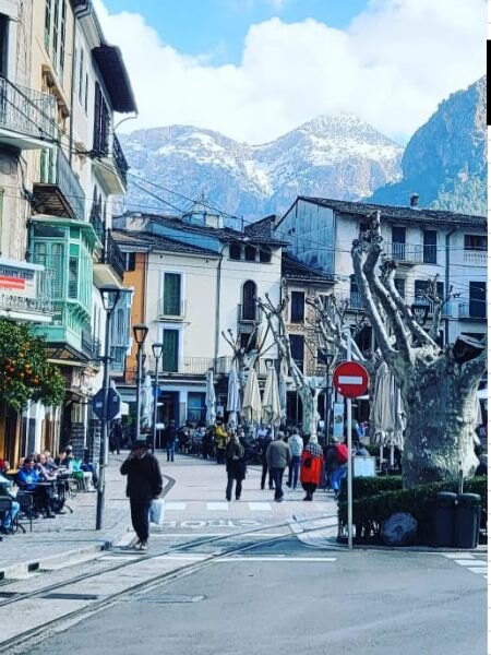 Stone street in a mountain village near Sóller