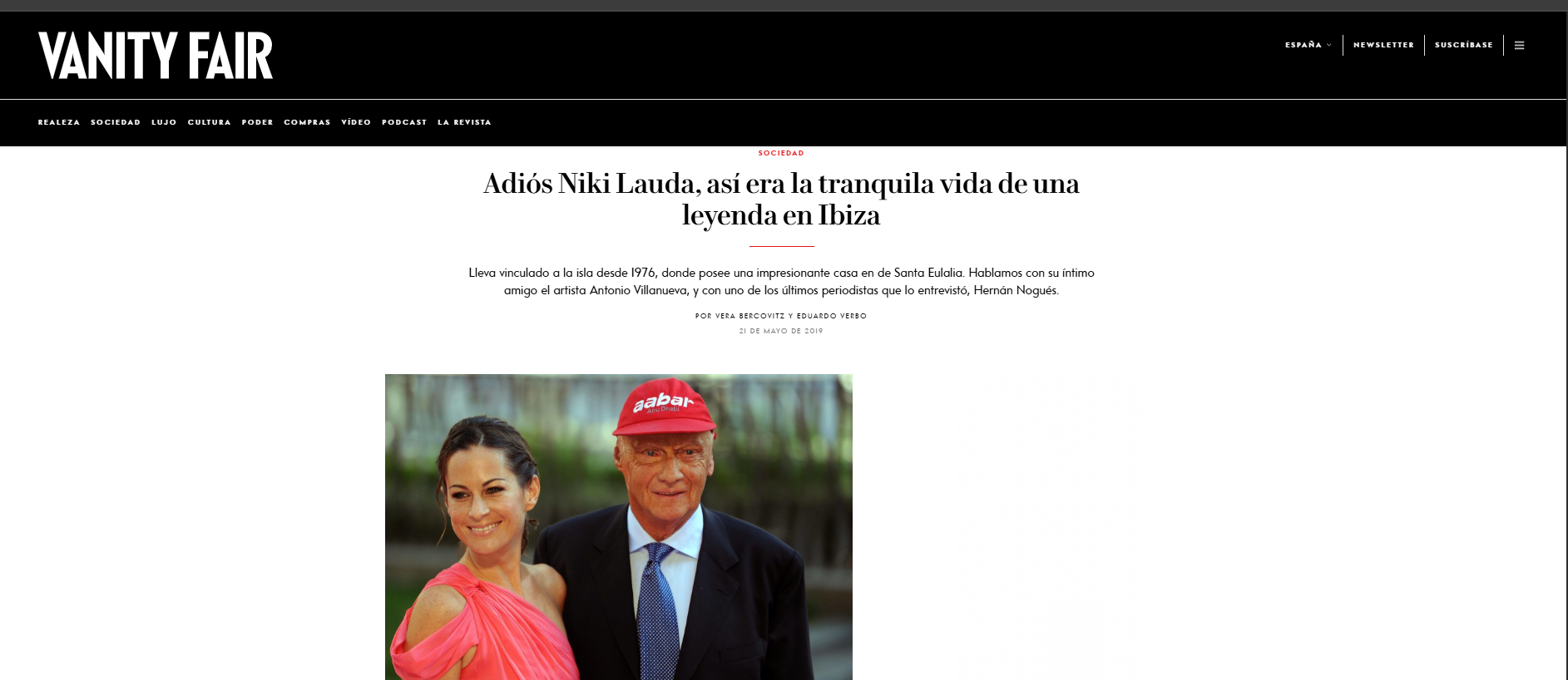Vanity Fair article about Niki Lauda's life in Ibiza and Hernán Nogués's interview with him